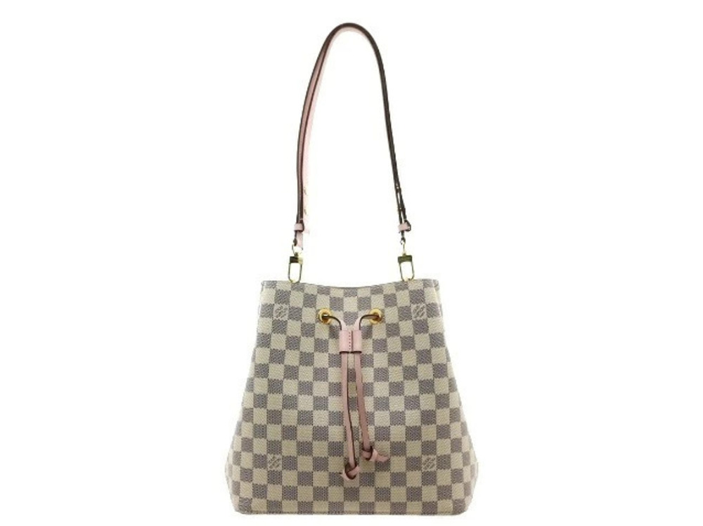 LOUIS VUITTON Neo Noe Shoulder Bag Damier Azur White Eau de Rose Pink